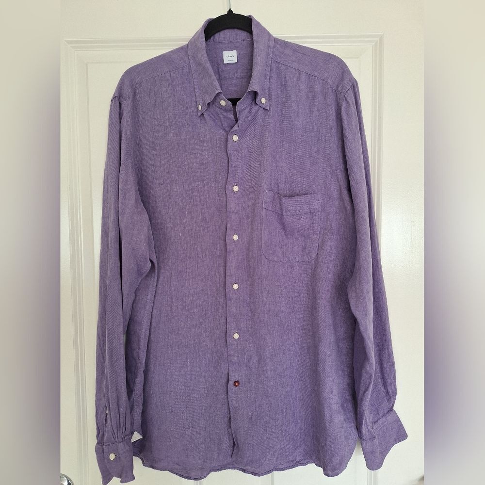 Carrel Purple Linen Men's Shirt‎ Size 17.5 /44